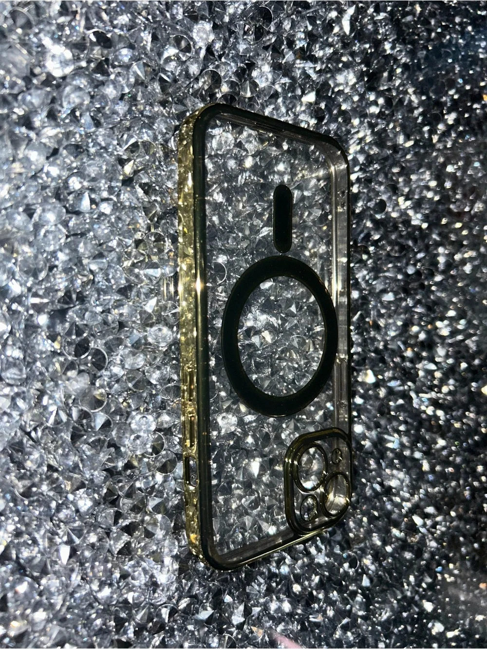 Clear Phone Case with Gold MagSafe Ring iPhone 15